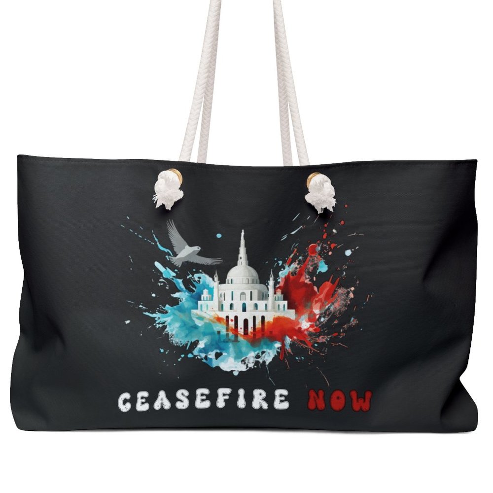 CEASEFIRE NOW Palestine Bag I Stand with Gaza Palestine Black Weekender Bag